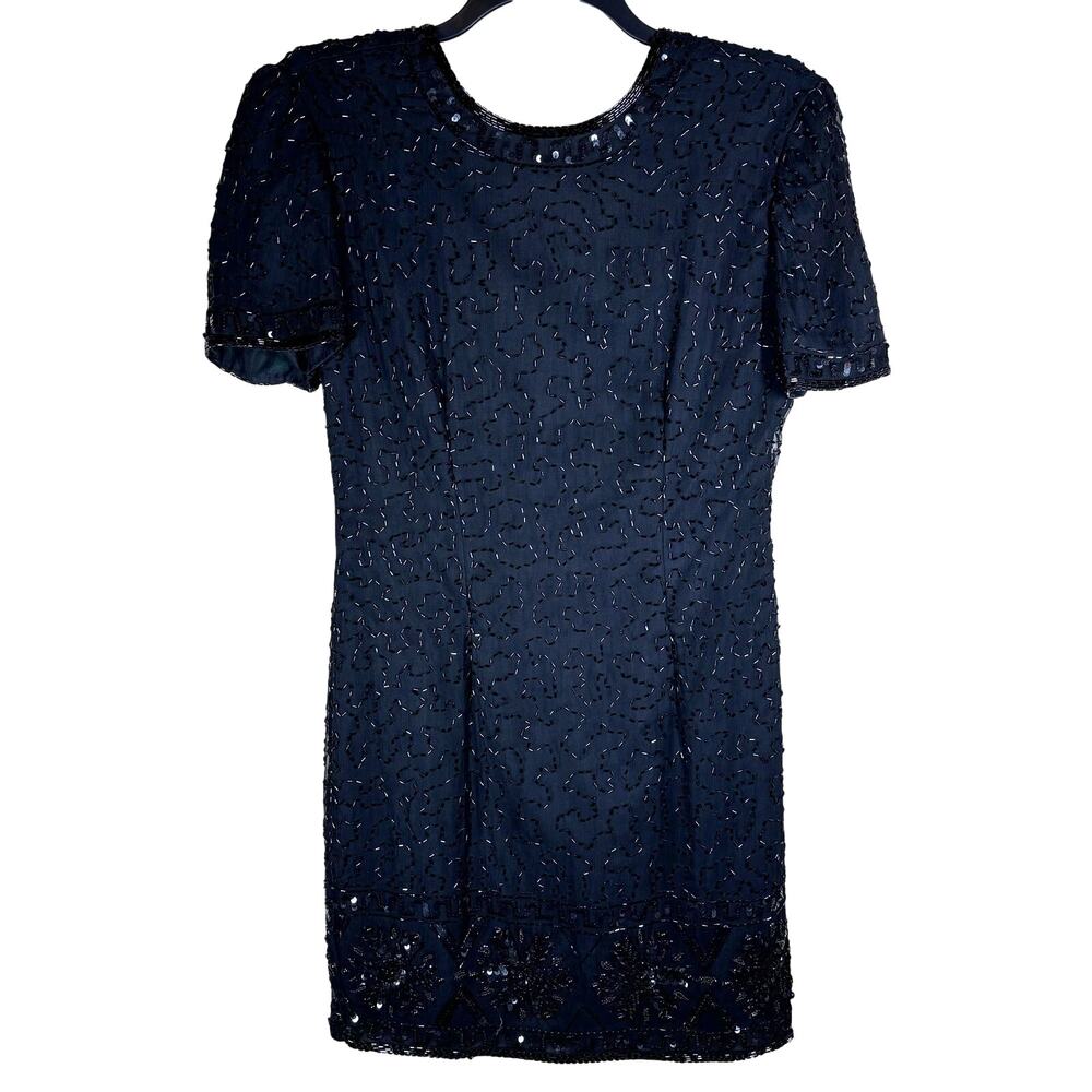 Vintage Stenay Silk Beaded Low Back Cocktail Dress‎ Women's 10 Elegant Evening
